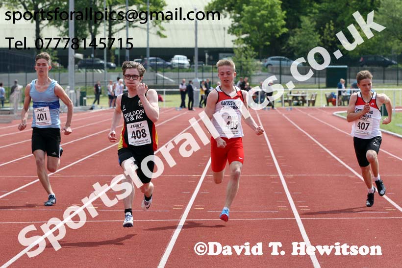 Mens under-20 100 metres, North Eastern Track and Fields Champs., Middlesbrough. Photo: David T. Hewitson/Sports for All Pics